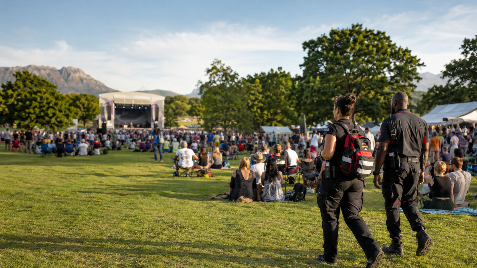 Event medics at an organised outdoor festival